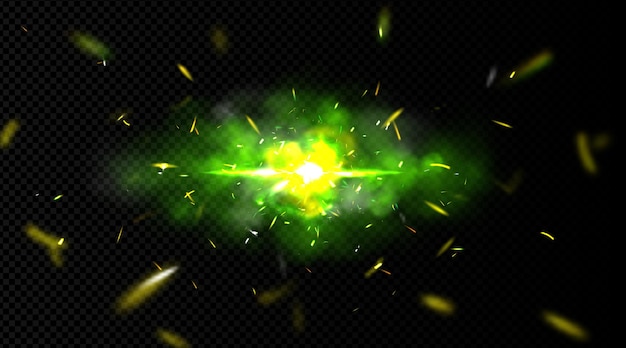 Free vector explosion effect with sparks green light and smoke