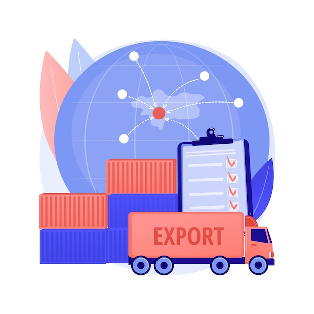 Export control abstract concept vector illustration. licensing services, export of goods, software and technology, national security, warehouse storage, logistic industry, cargo abstract metaphor.