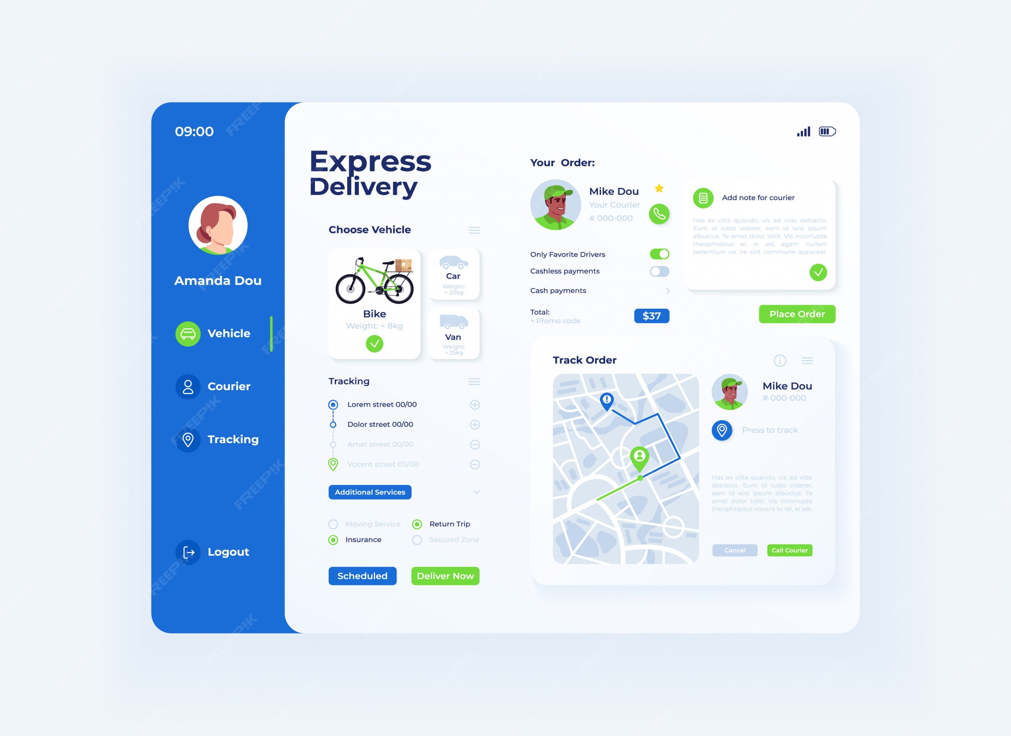 Premium Vector | Express delivery tablet interface template. mobile app ...
