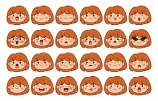 Free vector expression of emotion concept set. cartoon illustration emotion face of human.