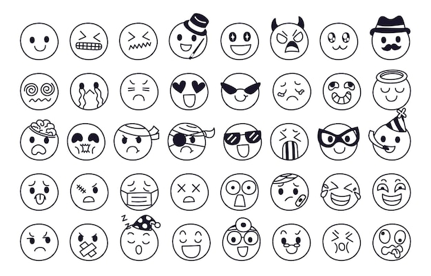 Expression of emotion concept set. Face of emoji character in diffetent emotions.