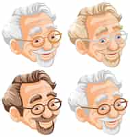 Free vector expressions of joyful elderly gentlemen