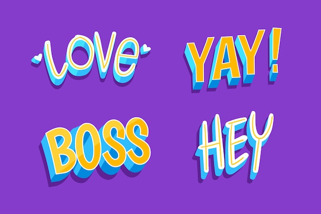 Expressions and onomatopoeias lettering collection