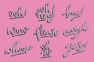 Free vector expressions and onomatopoeias lettering collection