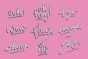 Free vector expressions and onomatopoeias lettering collection