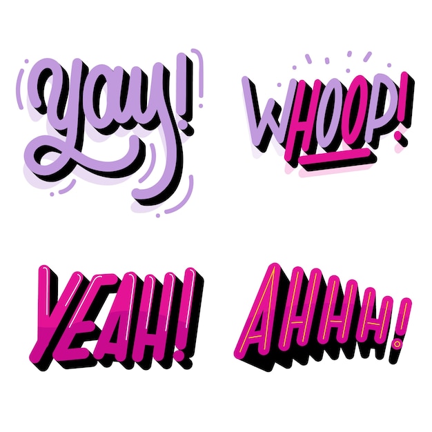 Vector Templates: Retro Style Expressions and Onomatopoeias Lettering Pack