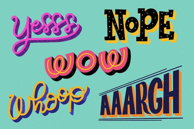 Free vector expressions retro lettering collection