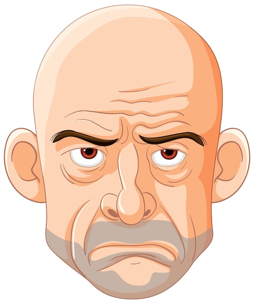 Free vector expressive bald man cartoon illustration