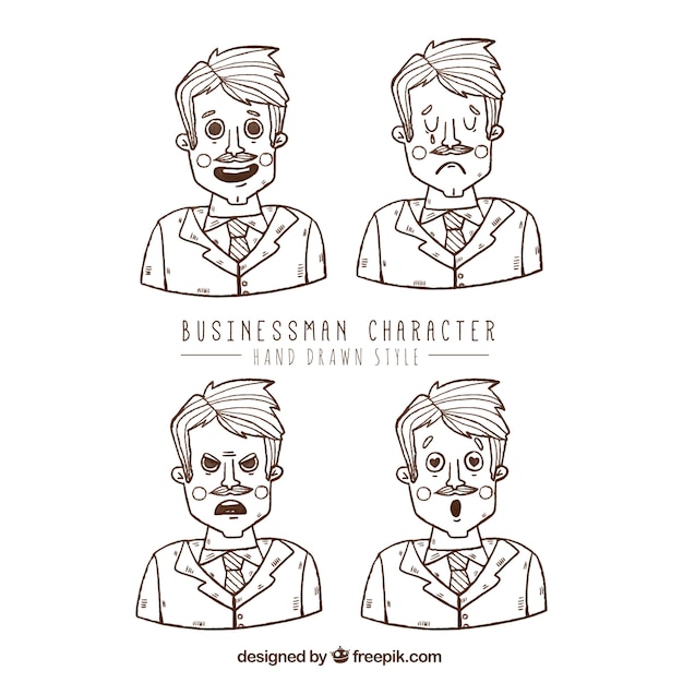 Free vector expressive businessman characters in hand-drawn style