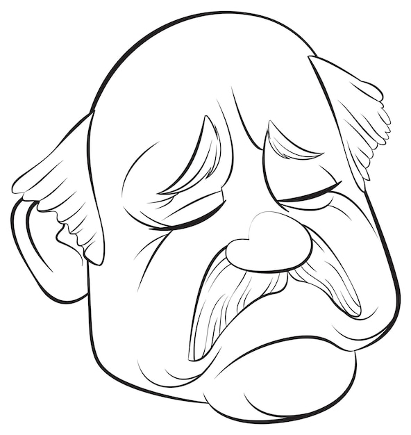 Expressive cartoon face with sad emotion