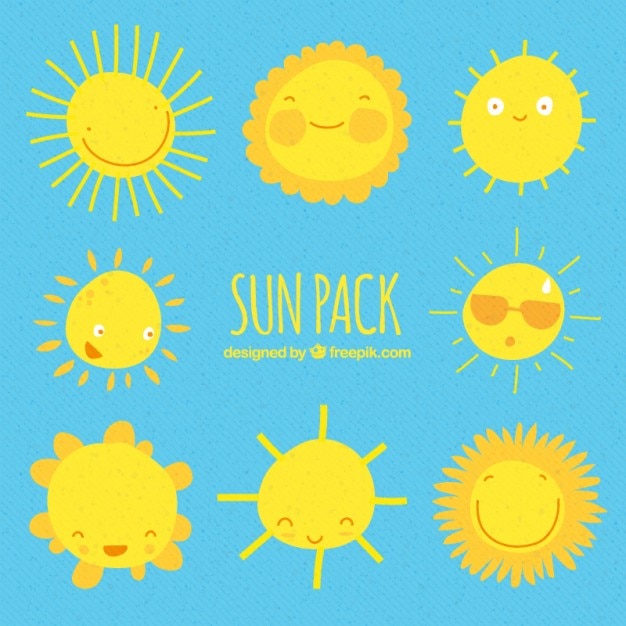 Free Vector expressive sun collection
