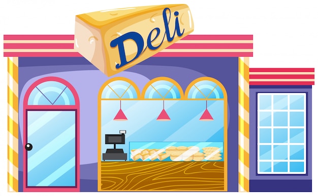 Free vector exterior of deli shop