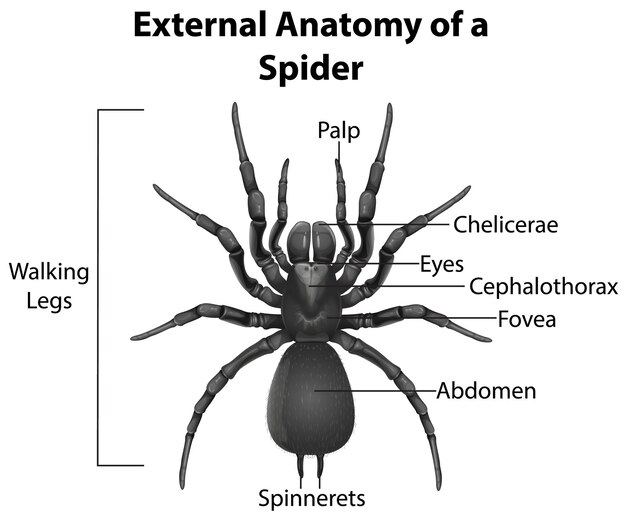 Внешняя анатомия инфографики паука