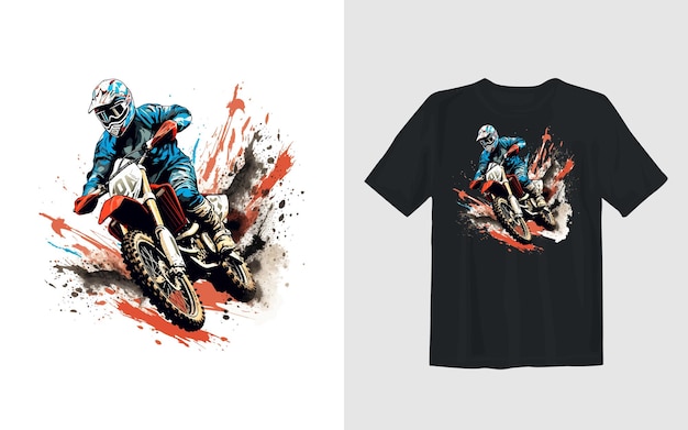 Extreme dirt bike cartoon vector illustration biker t shirt design