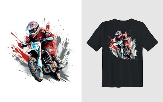 Free vector extreme dirt bike cartoon vector illustration biker t shirt design