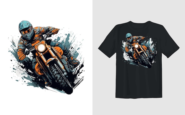 Free vector extreme dirt bike cartoon vector illustration biker t shirt design