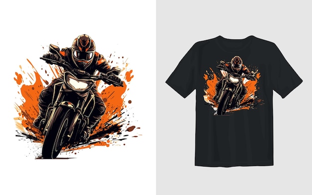 Free vector extreme dirt bike cartoon vector illustration biker t shirt design