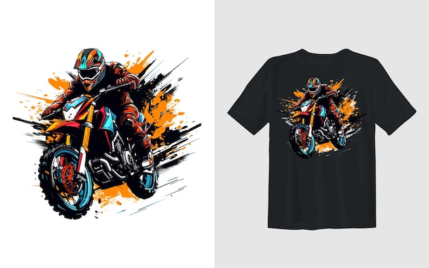 Free vector extreme dirt bike cartoon vector illustration biker t shirt design