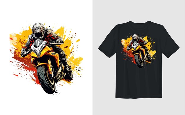 Free vector extreme dirt bike cartoon vector illustration biker t shirt design