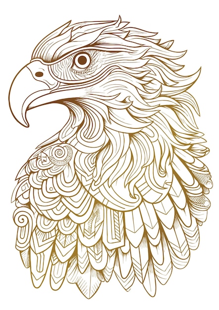 extremely detailed eagle vector outline