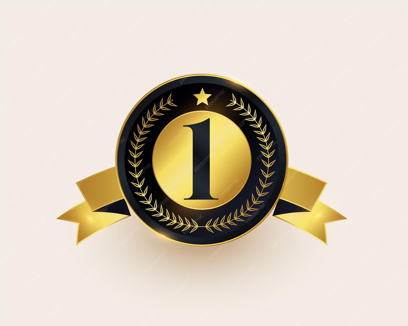 Free Vector | Eye catching golden number 1 emblem the path to victory