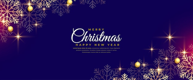 Free vector eye catching merry christmas celebration poster with snowflake decor vector