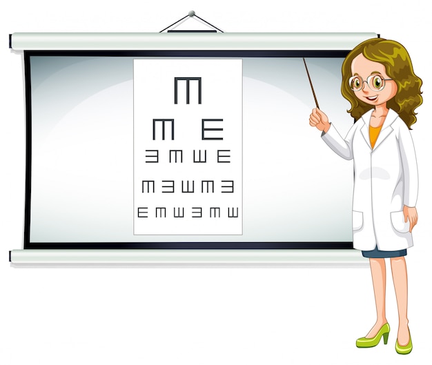 Eye doctor and reading chart