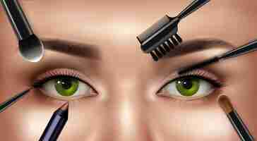 Free vector eye shadow brushes over womans face