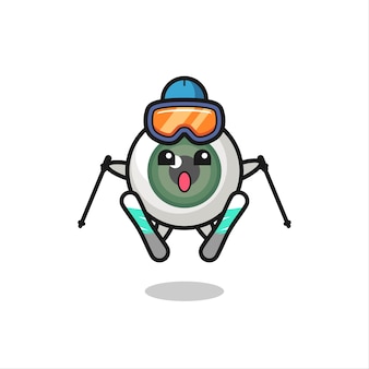 Eyeball mascot character as a ski player , cute style design for t shirt, sticker, logo element