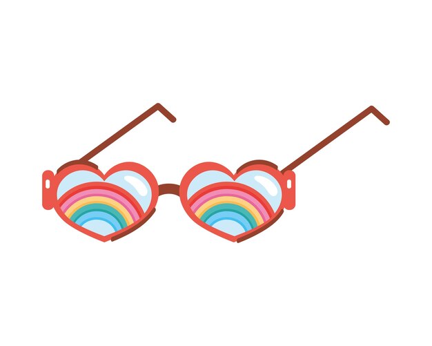 Free vector eyeglasses with rainbows retro style