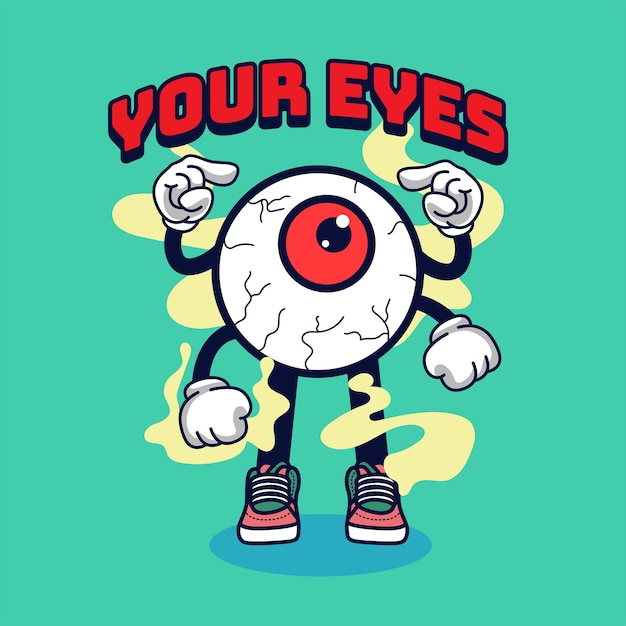 Free vector eyes character vintage 90's illustration