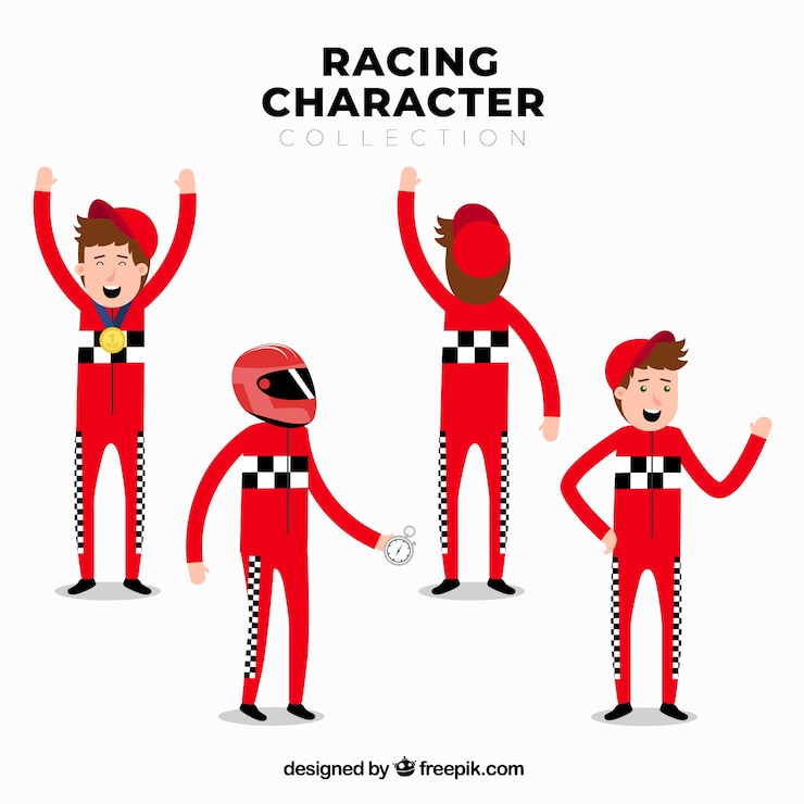 Free Vector f1 racing character set
