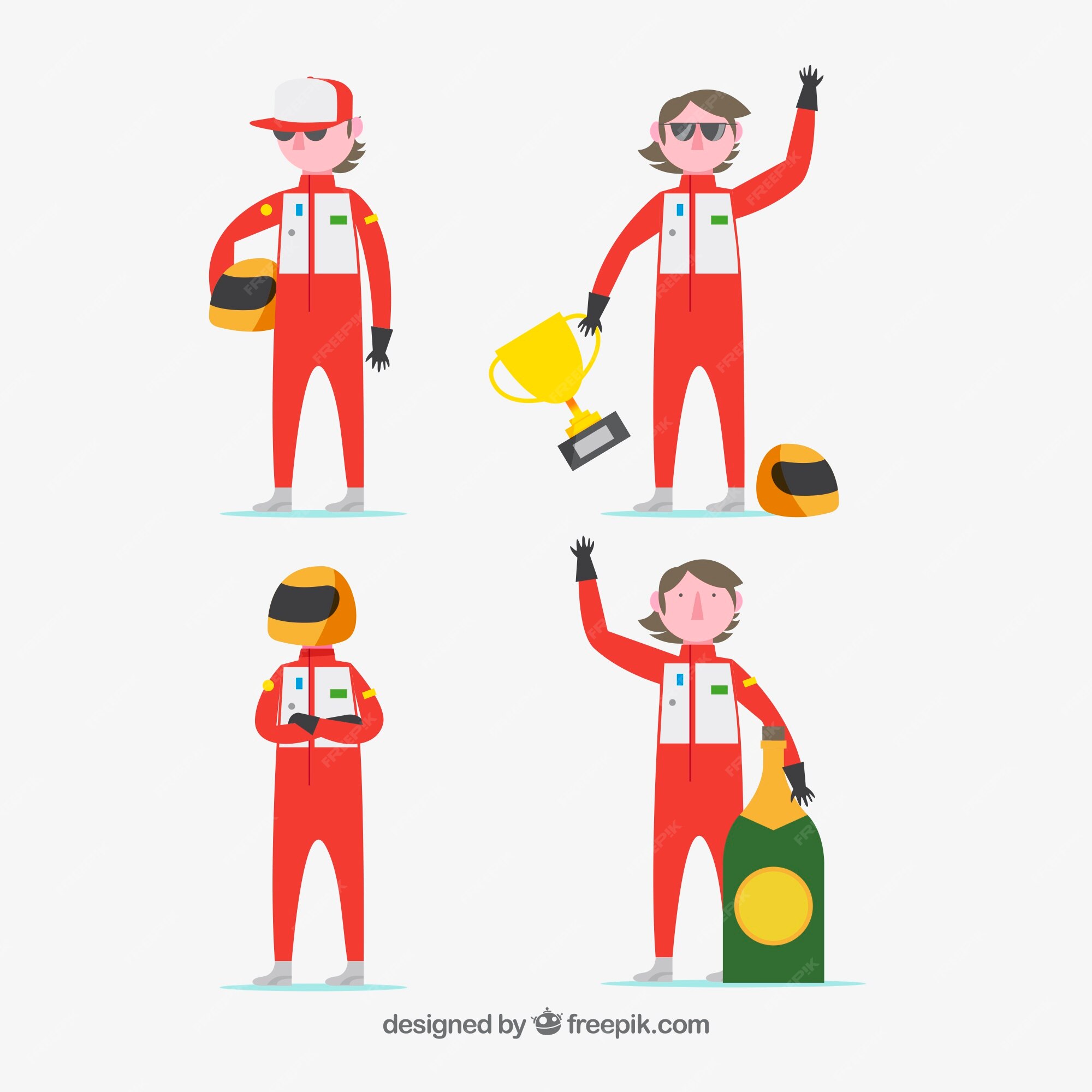 Free Vector | F1 racing characters