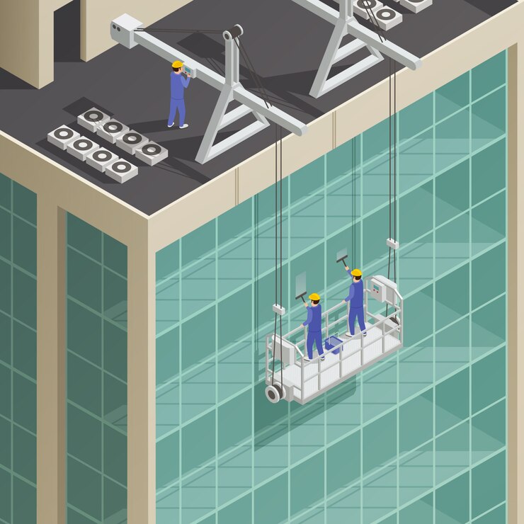 Free Vector facade building cleaning isometric composition
