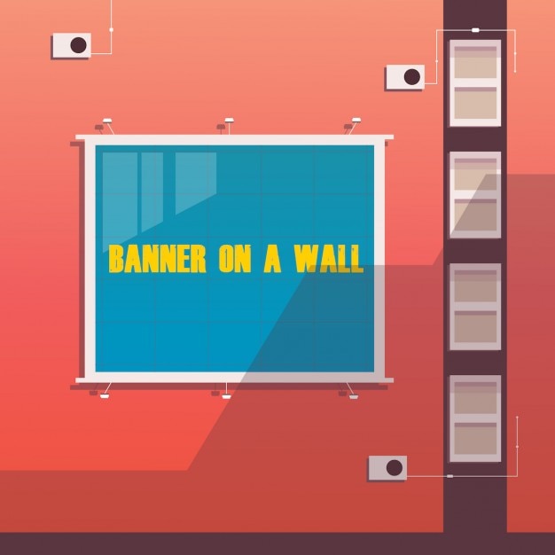 Free vector facade with a placard in flat design