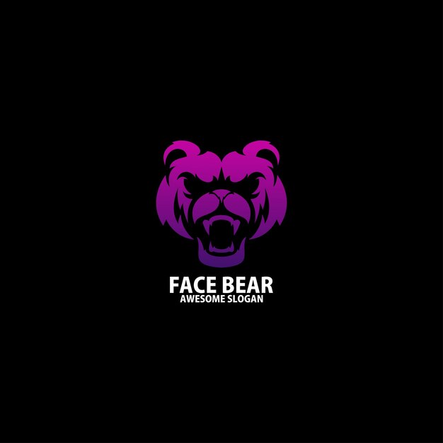 Face bear logo design gradient color