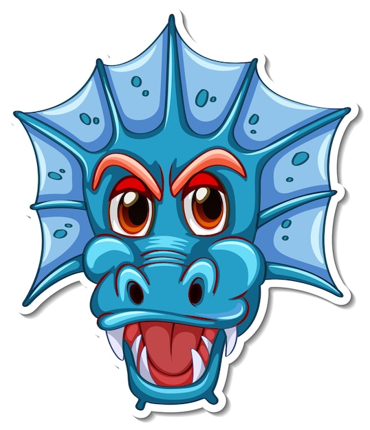 Vettore gratuito adesivo faccia di drago blu personaggio dei cartoni animati