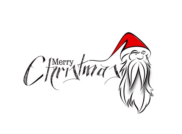 Face of christmas character Santa Claus, Cartoon style Santa Claus Design. Merry Christmas Text - Vector illustration