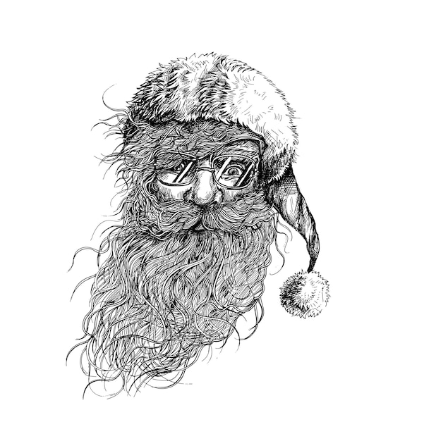 Лицо рождественского персонажа Санта-Клауса. С Рождеством Христовым текст - векторные иллюстрации