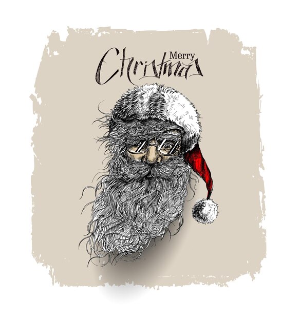 Лицо рождественского персонажа Санта-Клауса, счастливого Рождества - векторные иллюстрации