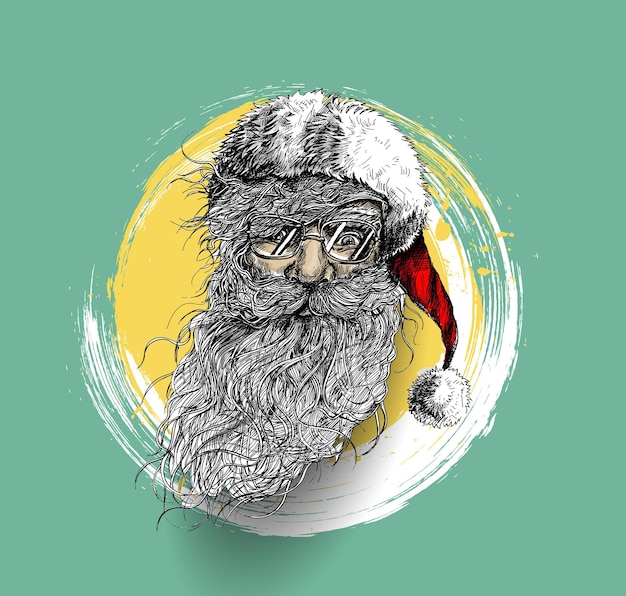 クリスマスキャラクターの顔サンタクロース、メリークリスマス-ベクトルイラスト