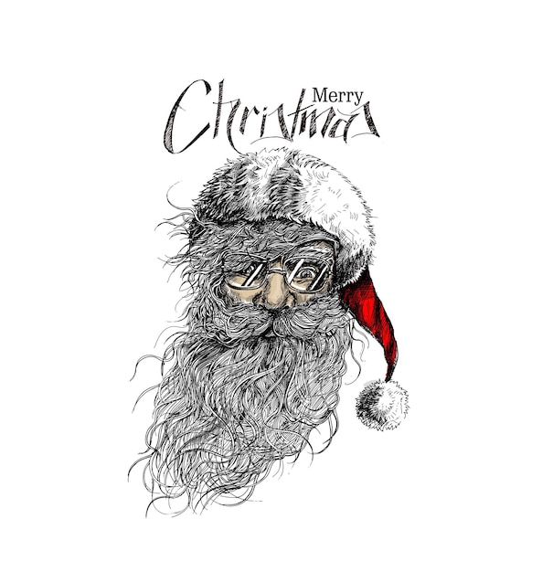 Face of christmas character santa claus, merry christmas - vector illustration