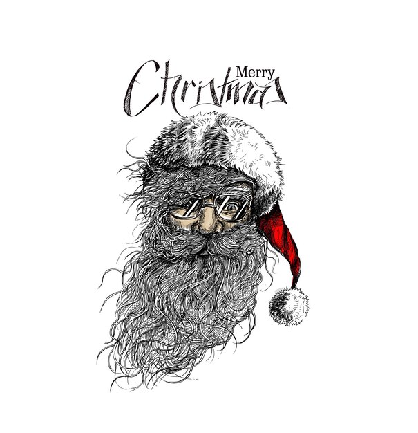 クリスマスキャラクターの顔サンタクロース、メリークリスマス-ベクトルイラスト