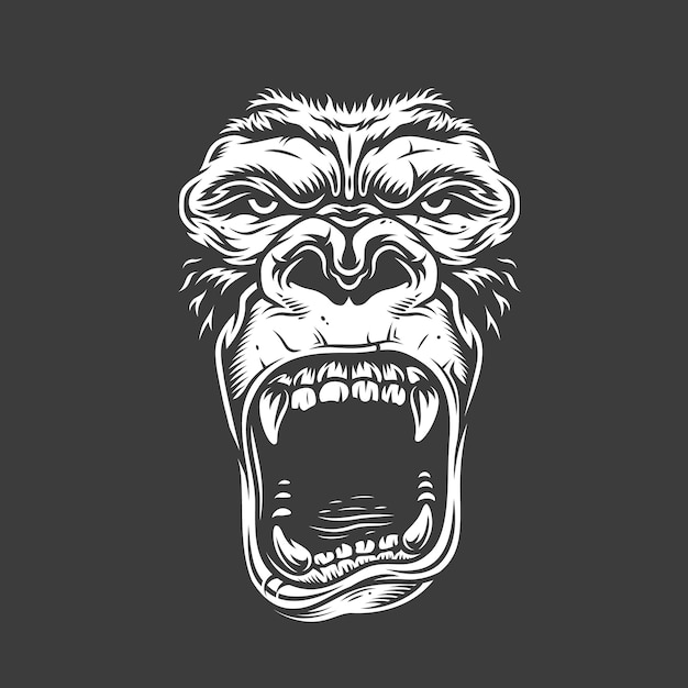 Free vector face of gorilla  on white