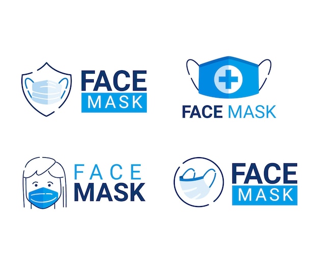 Free vector face mask logo collection