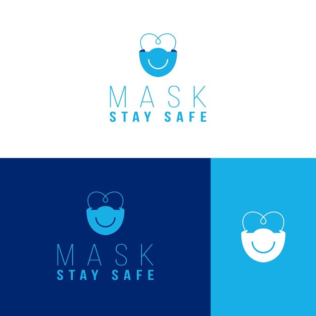 Шаблон логотипа маски для лица на разных цветах
