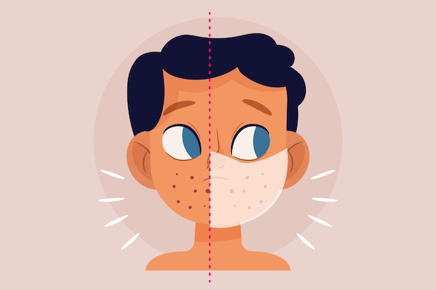 Free vector face mask on and off illustration