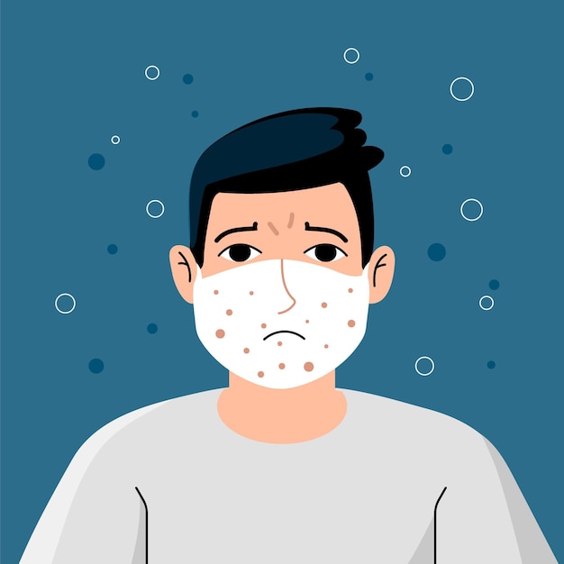 Free vector face mask on and off illustration