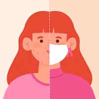 Бесплатное векторное изображение Иллюстрация включения и выключения маски для лица