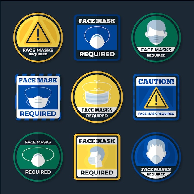 Free vector face mask required sign collection